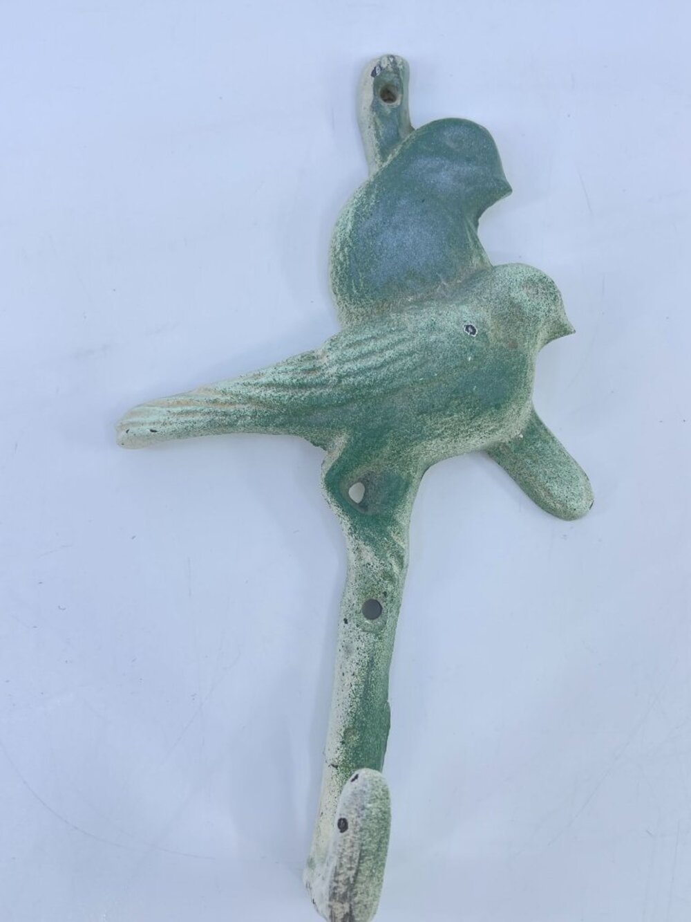 vintage cast iron bird wall hook distressed green finish